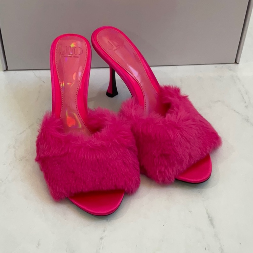 JLO Jennifer Lopez Bowery Faux Mink Mule in Lollipop, Size: 10 - Picture 5 of 8